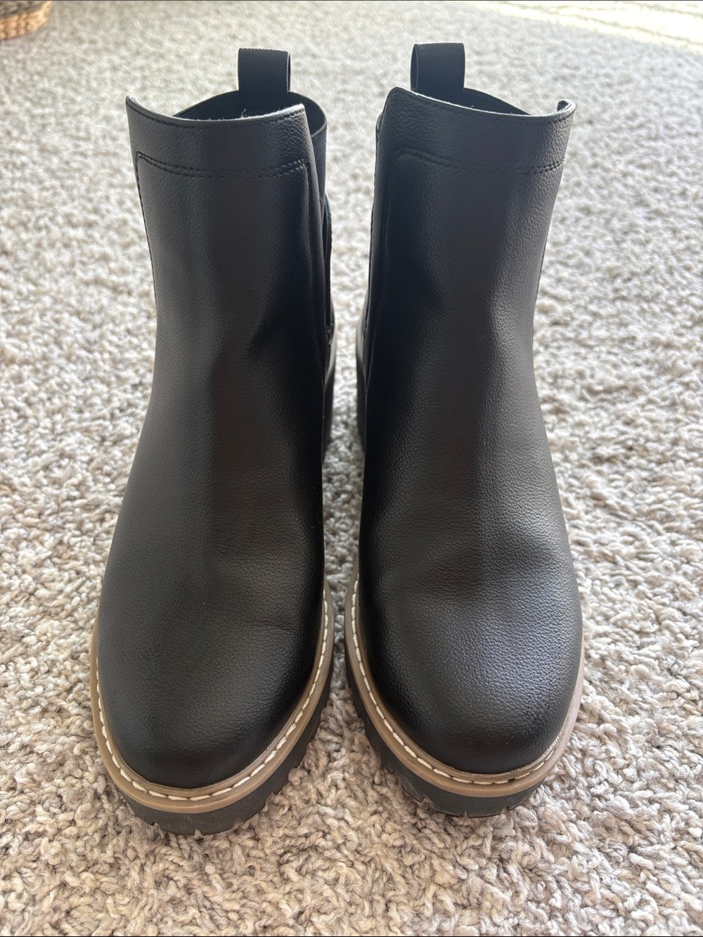 Dolce Vita Black Ankle Boots with Brown Trim